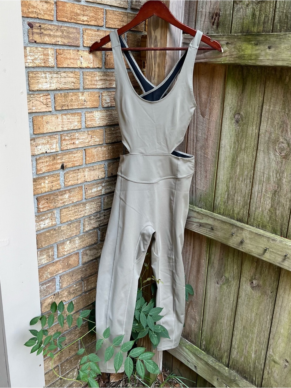 FP Movement by Free People Back It Up Olive Green Cutout Active Jumpsuit